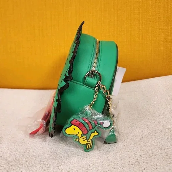 Loungefly Peanuts Snoopy Woodstock Christmas Wreath Light UP Crossbody Bag NEW - Picture 5 of 11